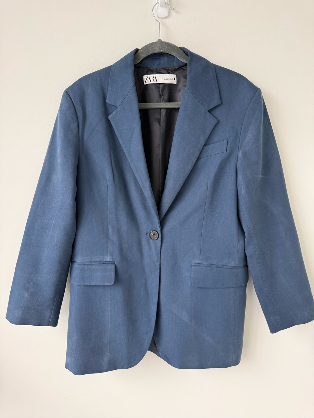 Zara Blue Single-Button Notch Lapel Blazer